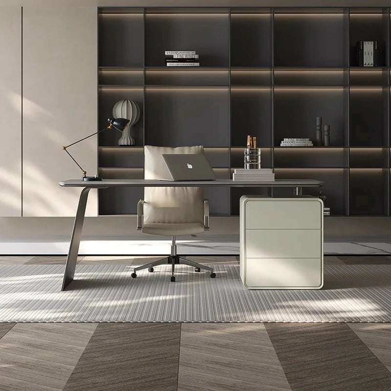 Modern Executive Desk | Sintered Stone & Storage