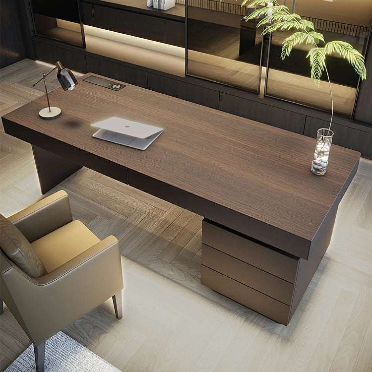 Black Writing Desk with Drawers | Modern Home Office Desk