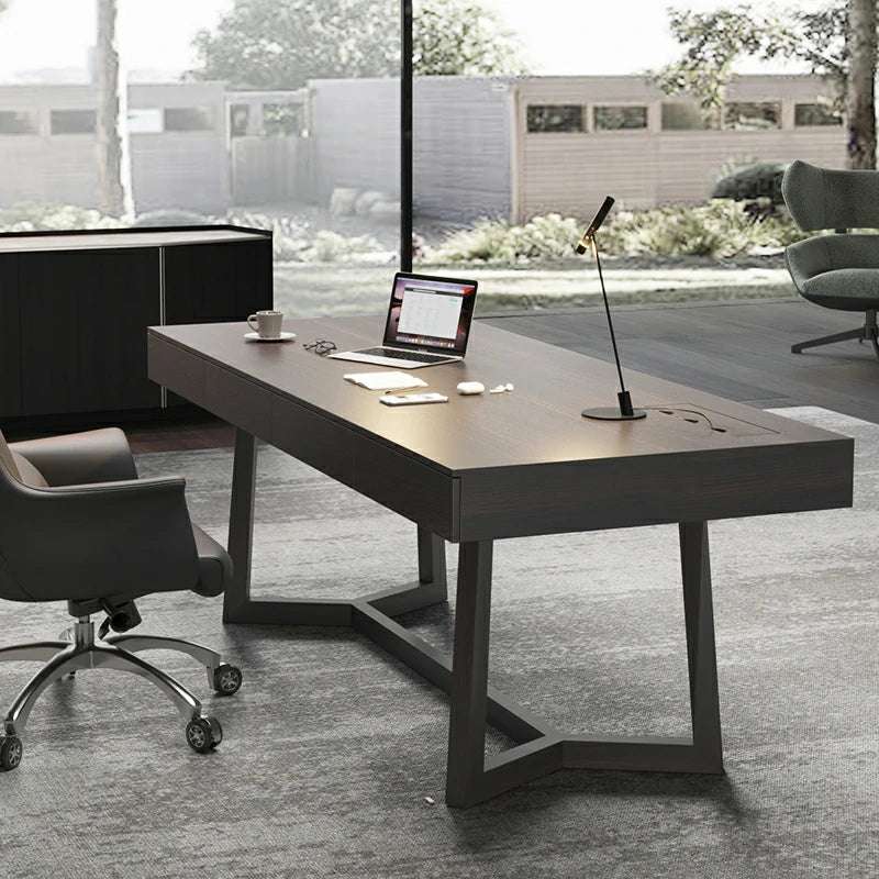 Walnut Desk with Drawers - Modern Office Furniture