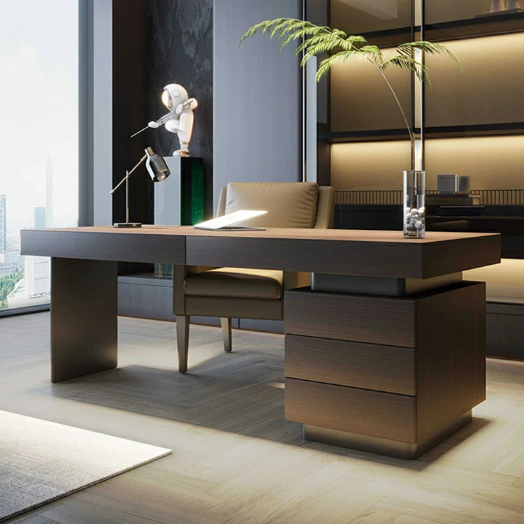 Black Writing Desk with Drawers | Modern Home Office Desk