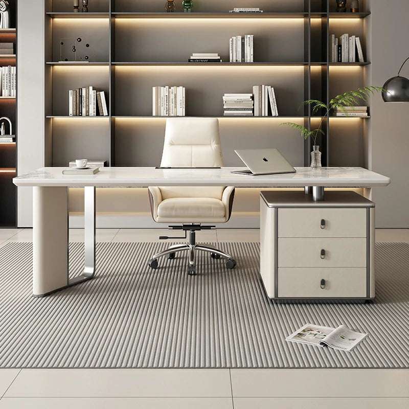 Luxury Stone & Leather Executive Desk | Office Furniture