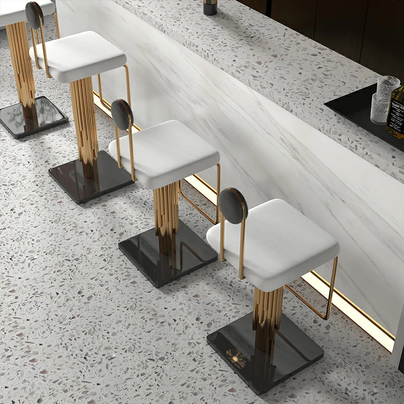Gold Bar Stool with Cushion - Modern Art Home Bar Seating