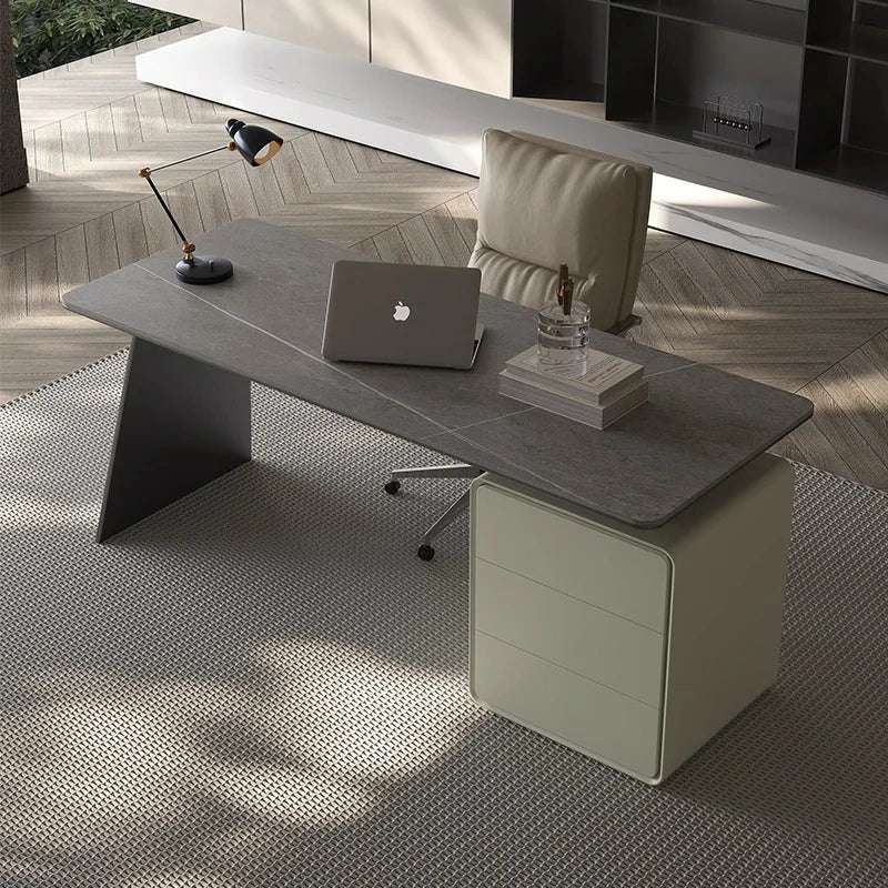Modern Executive Desk | Sintered Stone & Storage