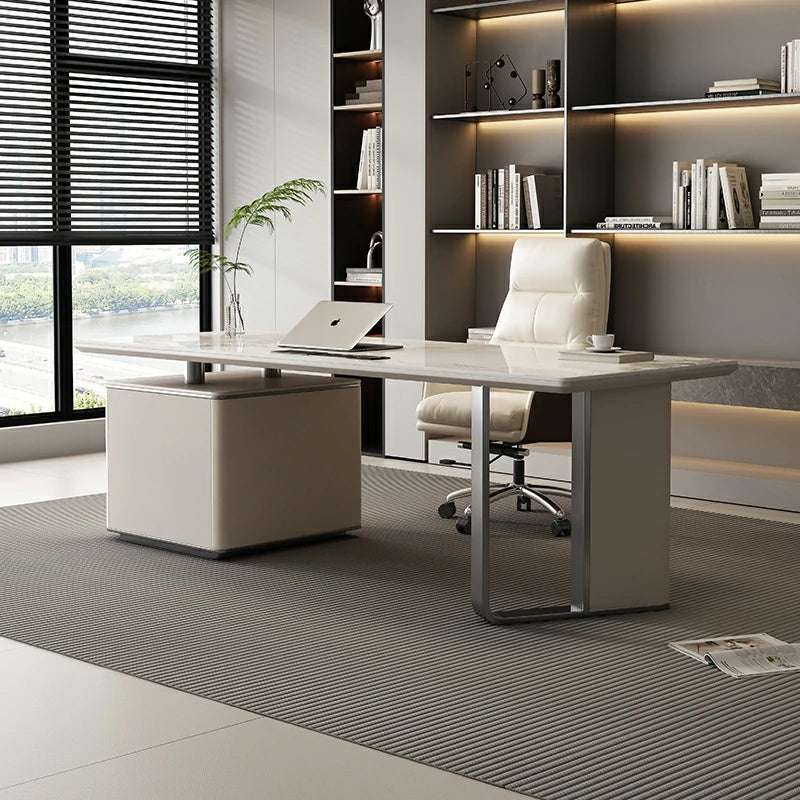 Luxury Stone & Leather Executive Desk | Office Furniture