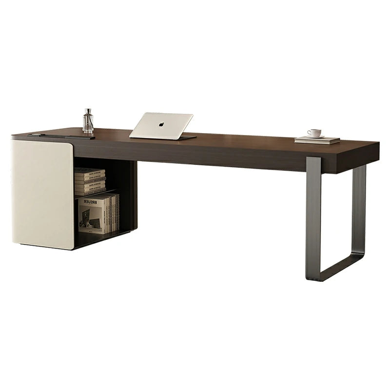 Sleek Minimalist Desk | Leather & Steel Frame | Office Desk