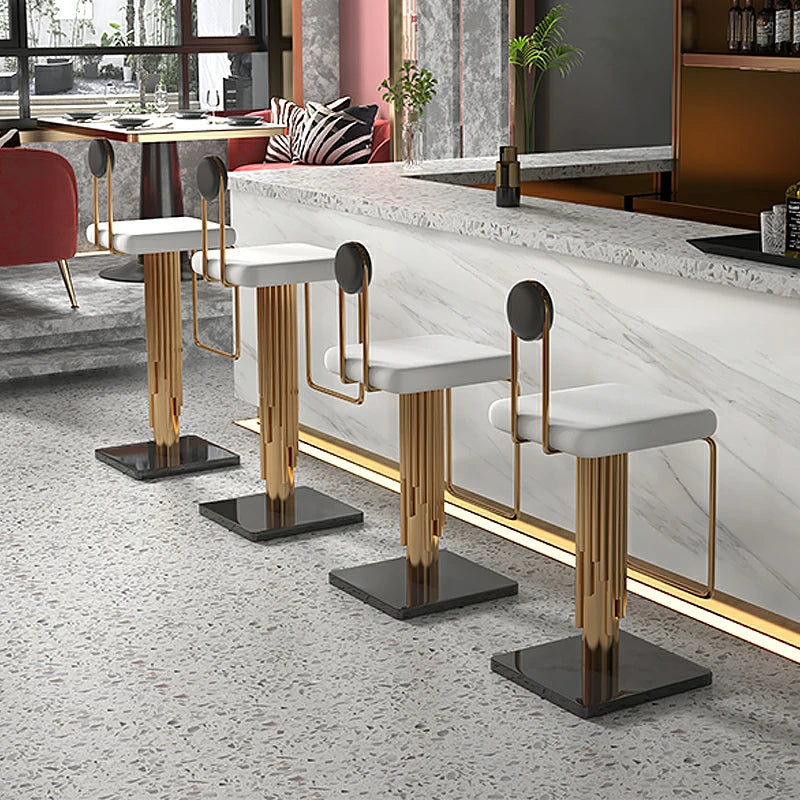 Gold Bar Stool with Cushion - Modern Art Home Bar Seating
