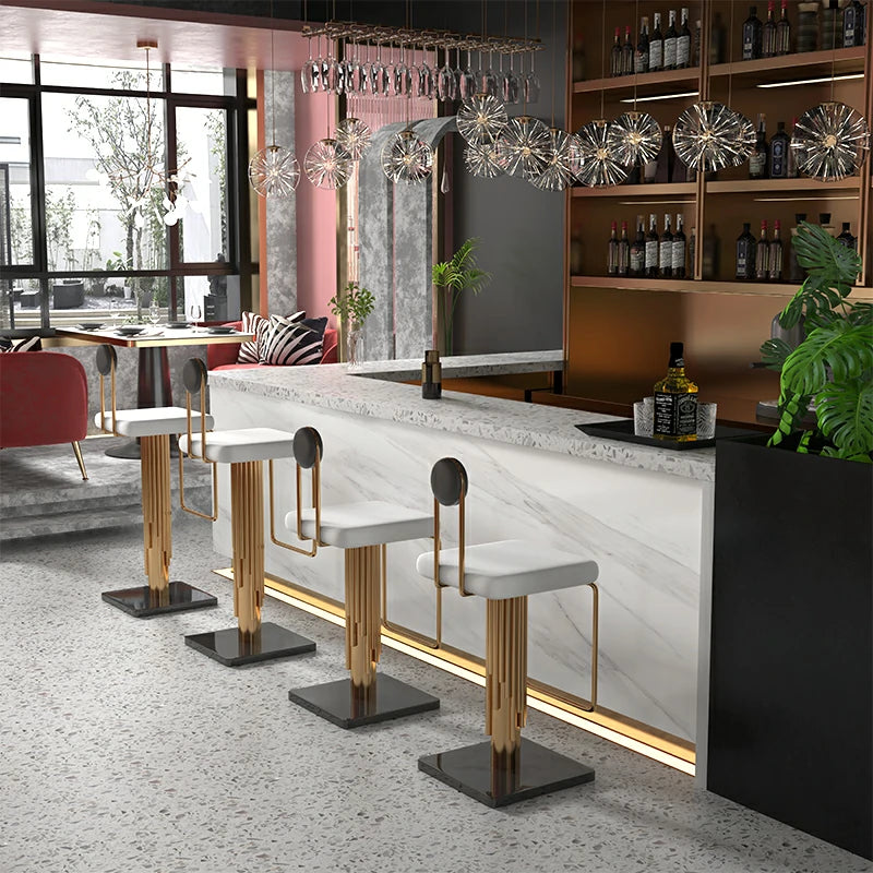 Gold Bar Stool with Cushion - Modern Art Home Bar Seating