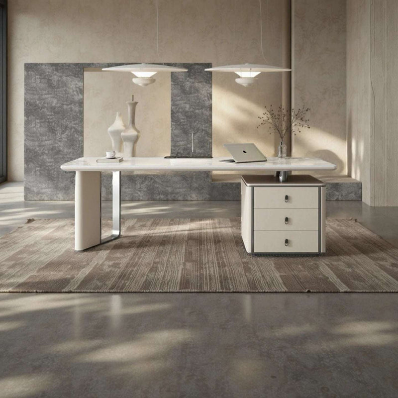 Luxury Stone & Leather Executive Desk | Office Furniture