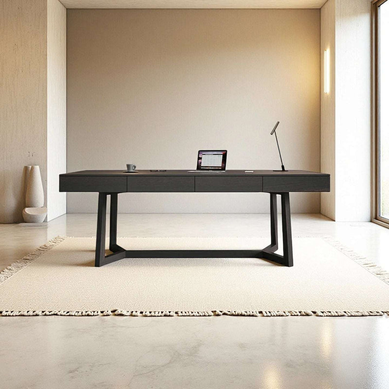 Walnut Desk with Drawers - Modern Office Furniture