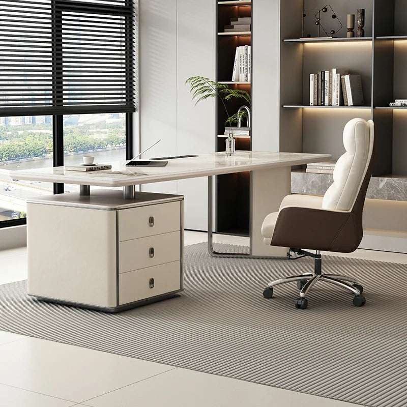 Luxury Stone & Leather Executive Desk | Office Furniture