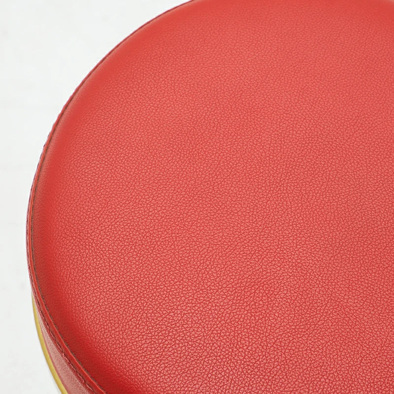 Modern Red Leather Bar Stool with Gold Stainless Steel Base