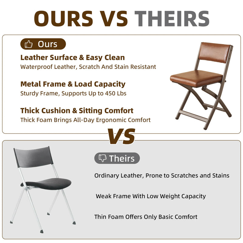 2 Pack Folding Chairs with Cushion - Heavy Duty Steel Frame Foldable Dining Chairs（副本）（副本）