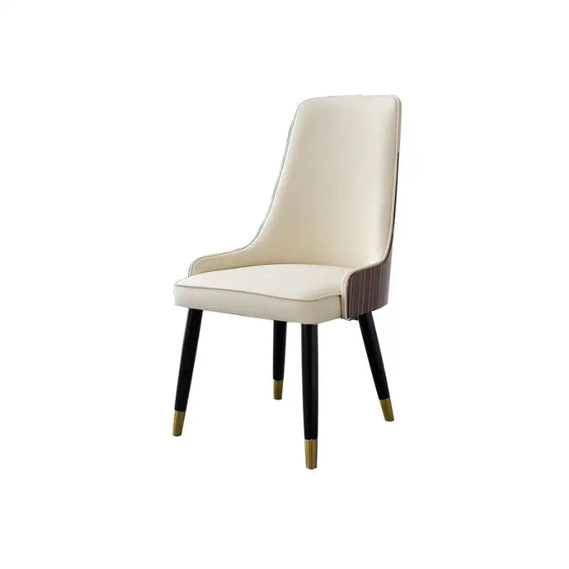 Walnut & Cream Dining Chairs | Faux Leather with Gold Accents