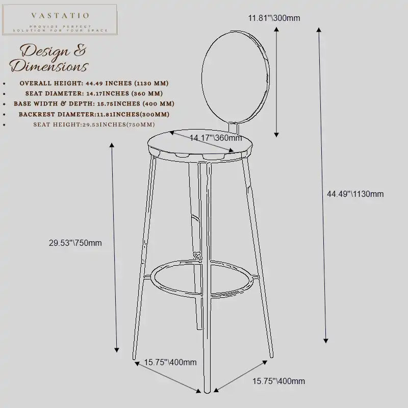 Black Leather Bar Stool Rose Gold Frame | Counter Stool
