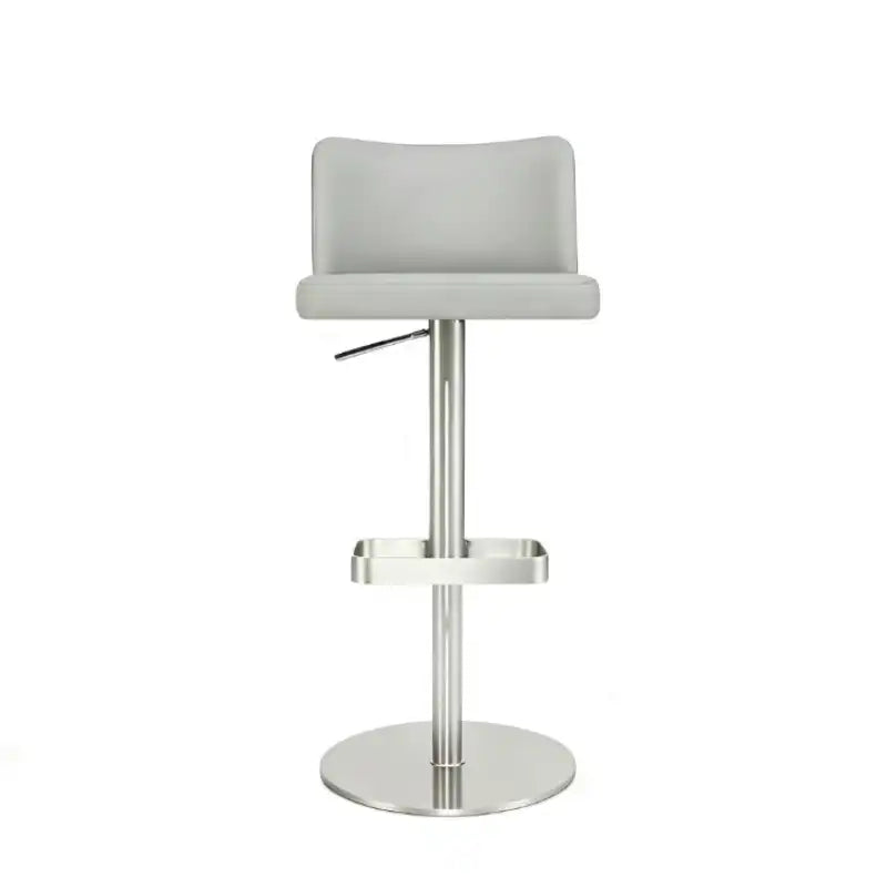 Gray Adjustable Bar Stool | Stainless Steel Base