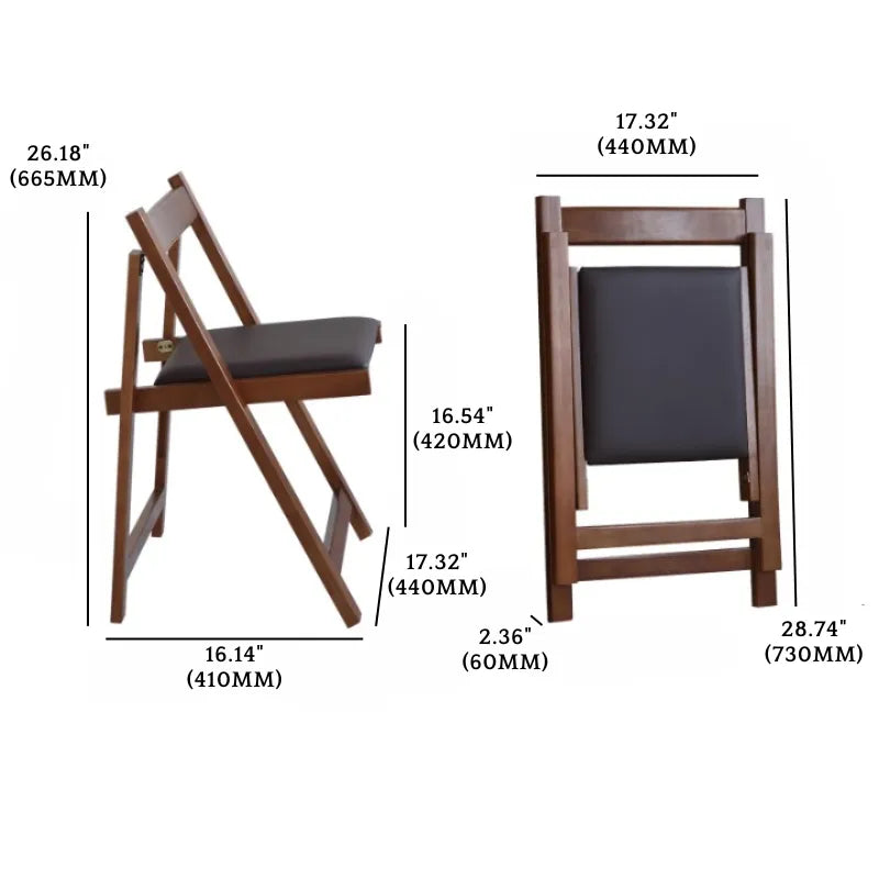 Folding Dining Chairs 2-Pack - Padded Seat, Wood Frame