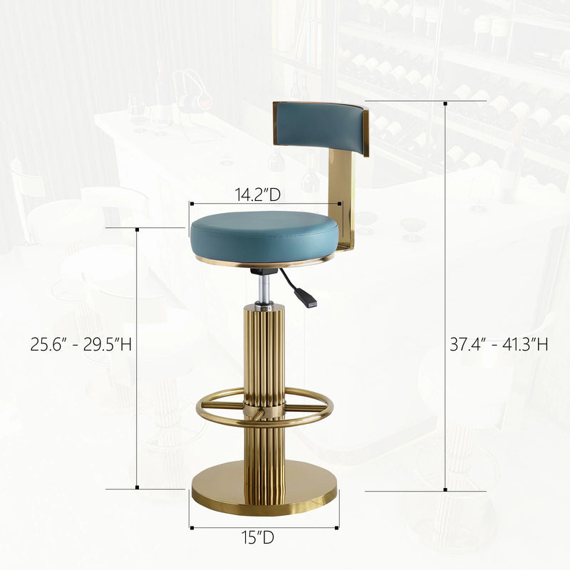 Luxury Gold & Black Adjustable Bar Stool with Swivel & Footrest