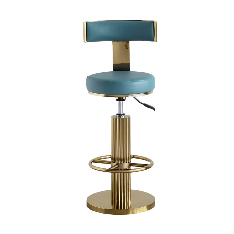Luxury Gold & Black Adjustable Bar Stool with Swivel & Footrest