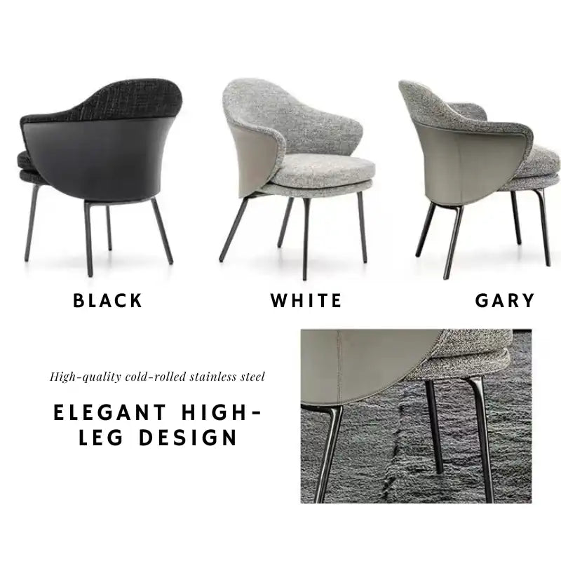 Curved Accent Chair | Fabric & Faux Leather | Modern Design 32''H5''W4''D