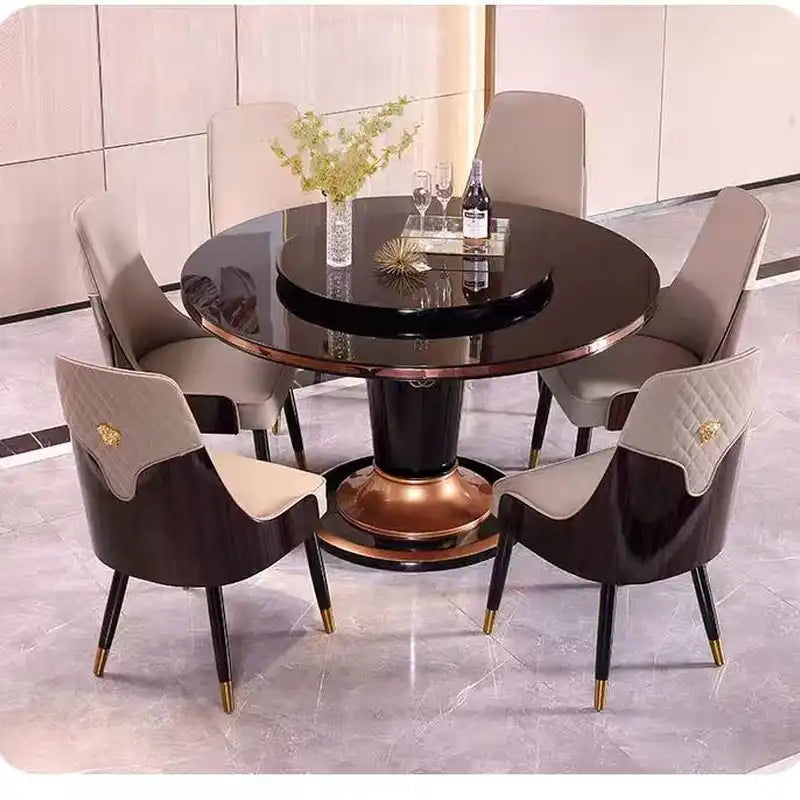 Walnut Faux Leather Dining Chair 39''H4''W1''D #F2E8DC