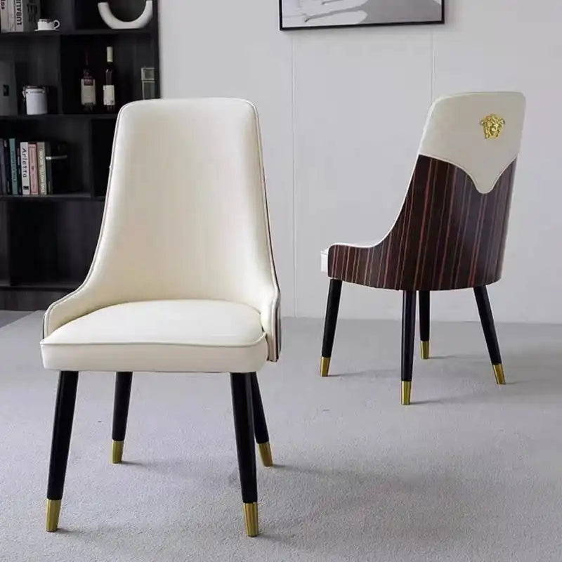 Modern Walnut Leather Dining Chair –Comfort