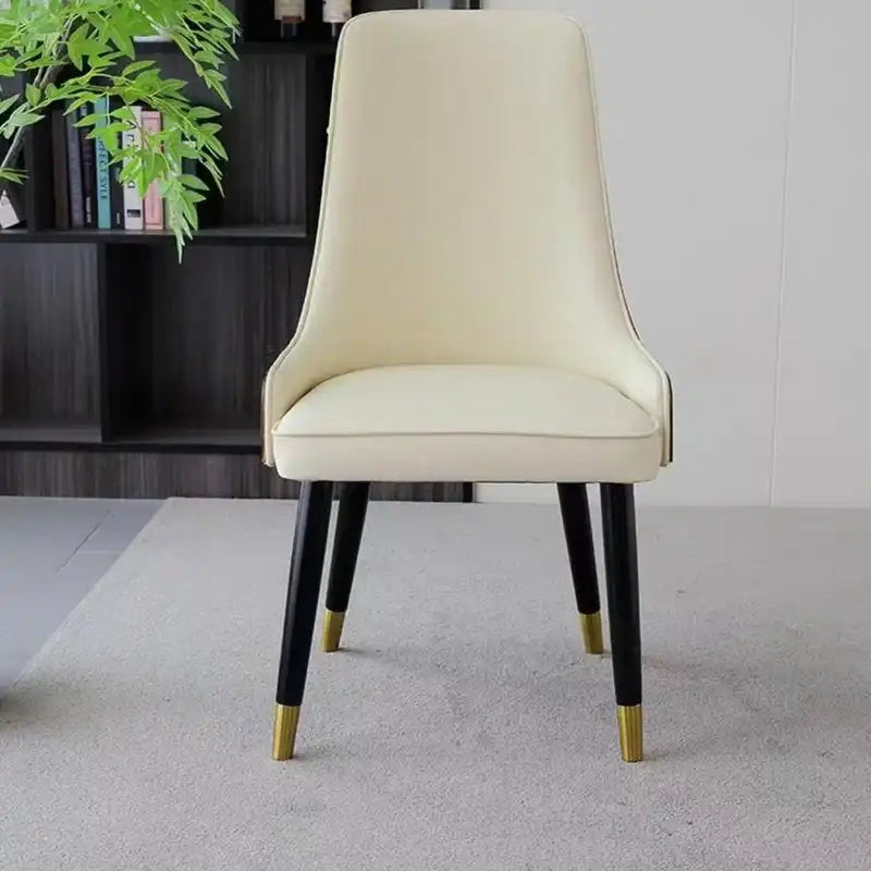 Modern Walnut Leather Dining Chair –Comfort