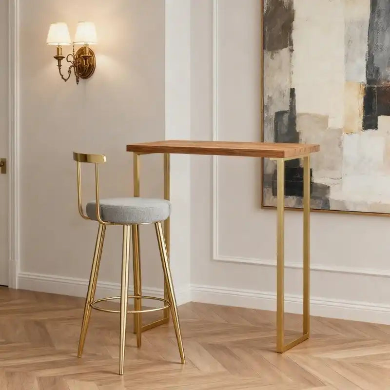 Gold Bar Stool with Linen Cushion | Modern Design