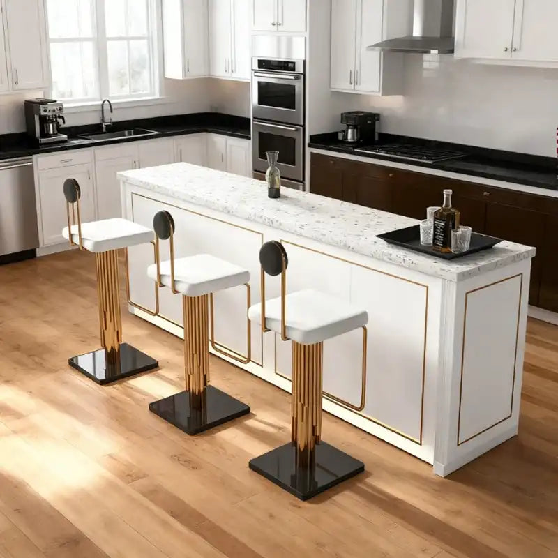 Gold Bar Stool with Cushion - Modern Art Home Bar Seating