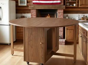 Round Folding Dining Table - Walnut | Space Saver