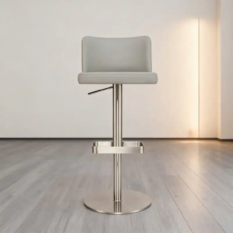 Taburete de bar ajustable gris | Base de acero inoxidable