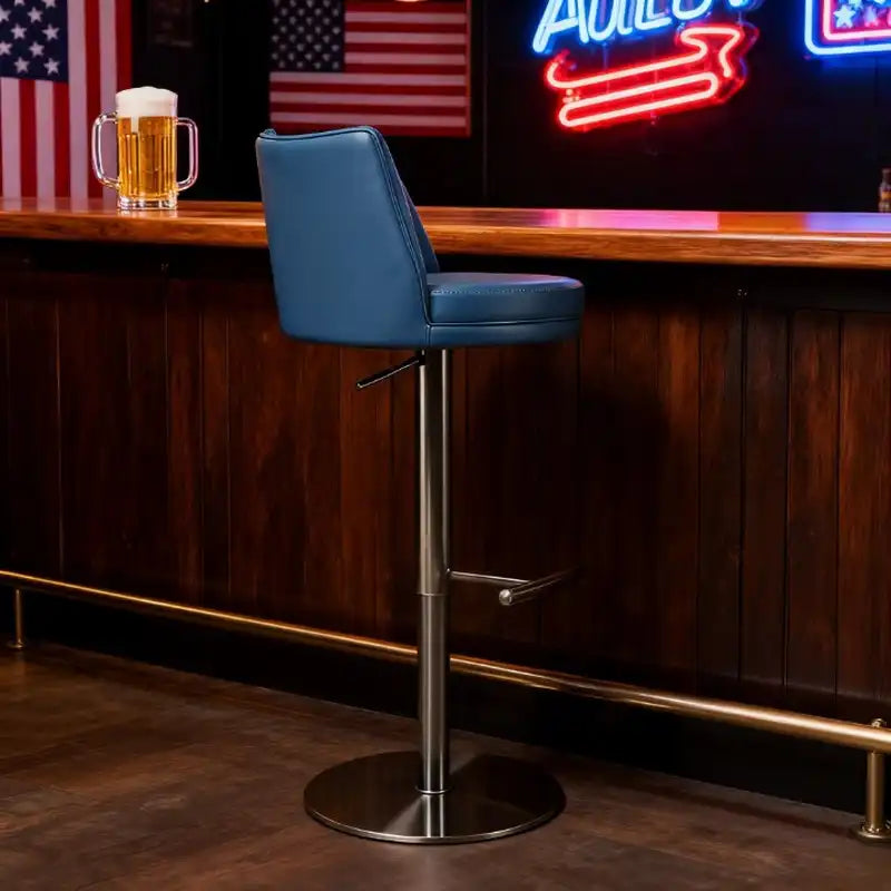 Velvet Swivel Bar Stool - Burnt Orange & Gold Base