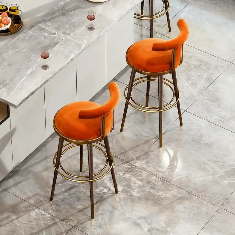 Taburetes de bar de terciopelo verde - Estructura dorada | Asientos de lujo