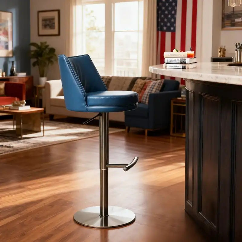 Velvet Swivel Bar Stool - Burnt Orange & Gold Base