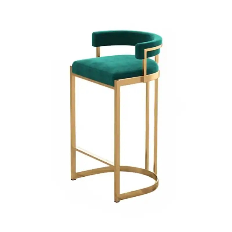 Green Velvet Bar Stool | Gold Base Adjustable Swivel