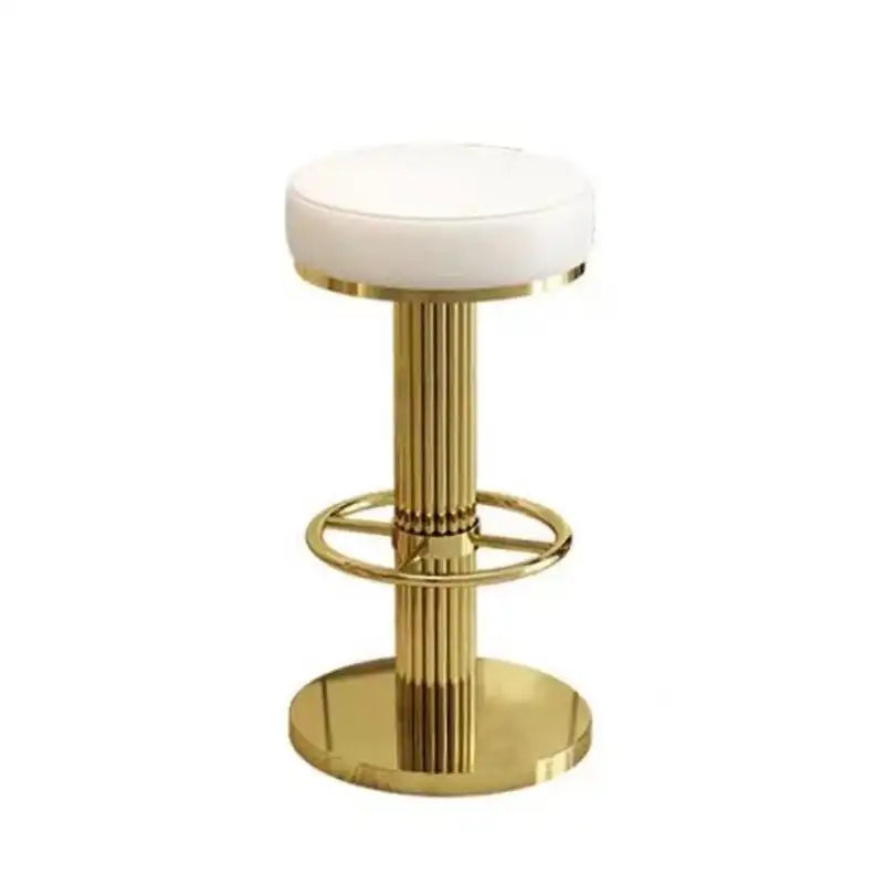 Gold Bar Stool - Adjustable Height & White Leather