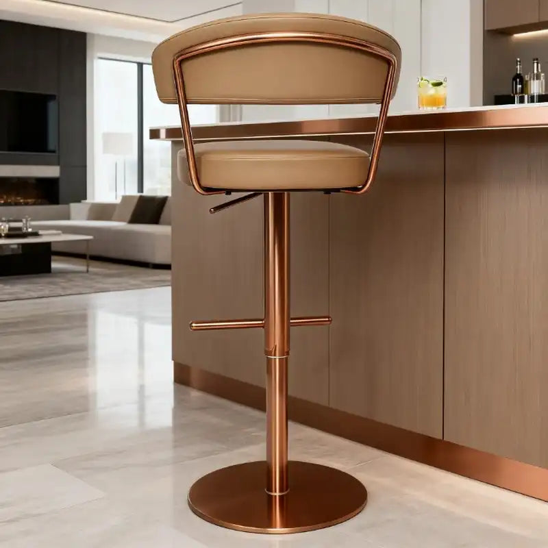 Caramel Leather Adjustable Height Bar Stool