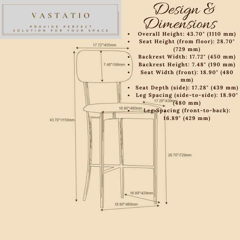 Wide Back Bar Stool – 300 lb Capacity, Modern Style