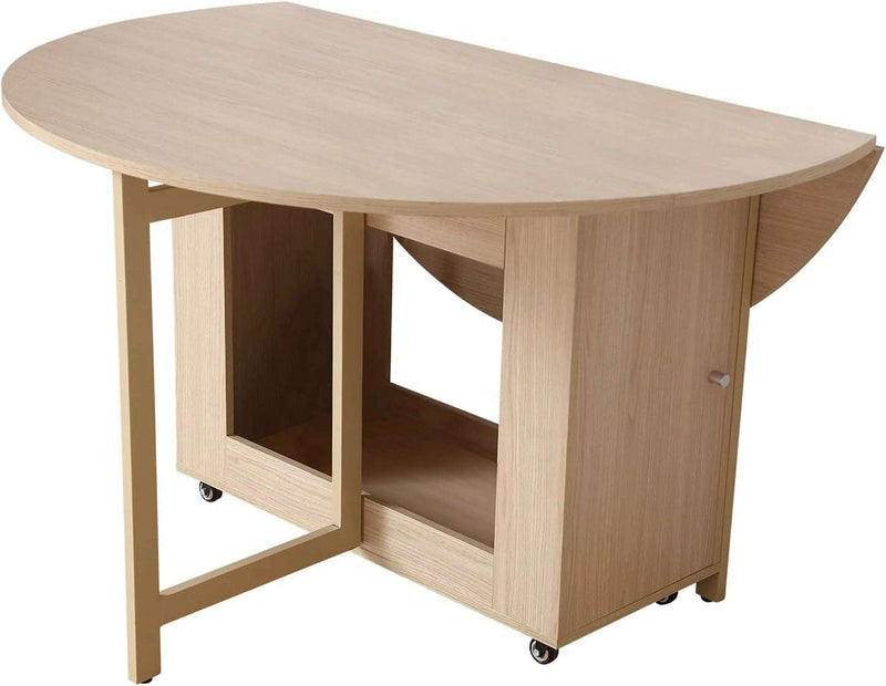 Folding Dining Table with Storage Shelf – Space Saver