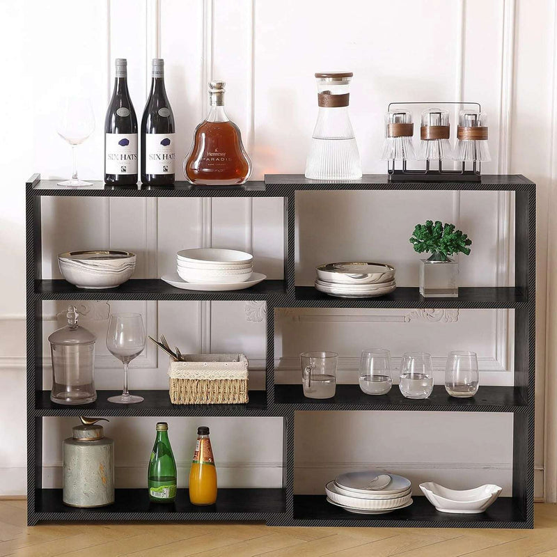 Black Expandable Corner Bookcase - Flexible Bookshelf Unit