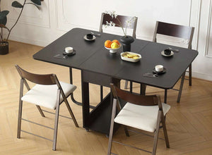Folding Dining Table with Storage & Wheels | Seats 4
