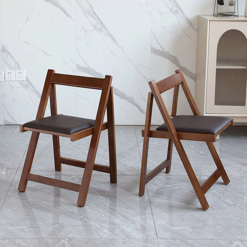 Walnut Folding Dining Chairs 2-Pack | Padded Seat - Space Saver