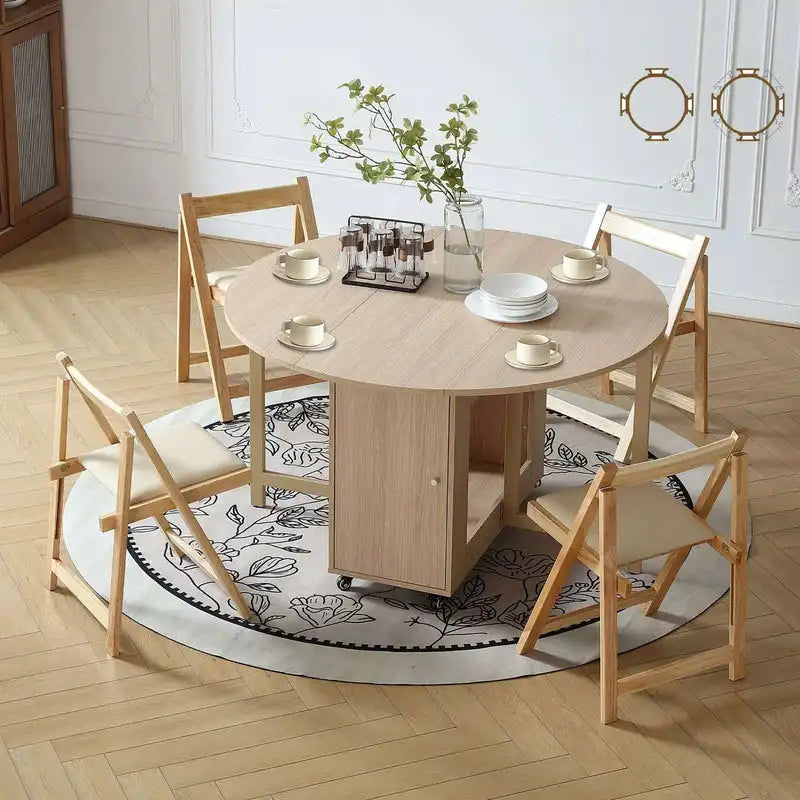 Folding Dining Table with Storage Shelf – Space Saver