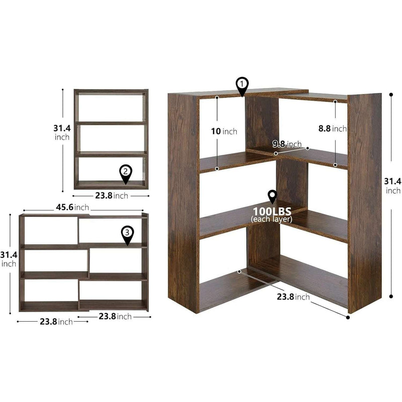 Expandable 4-Tier Bookcase for Corner & Small Space