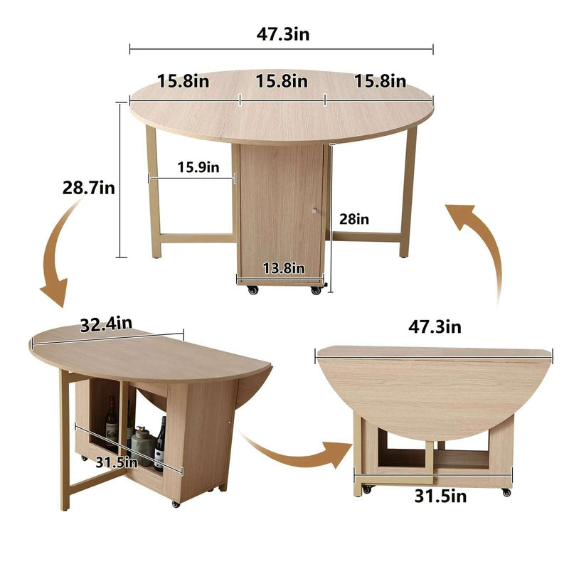 Folding Dining Table with Storage Shelf – Space Saver