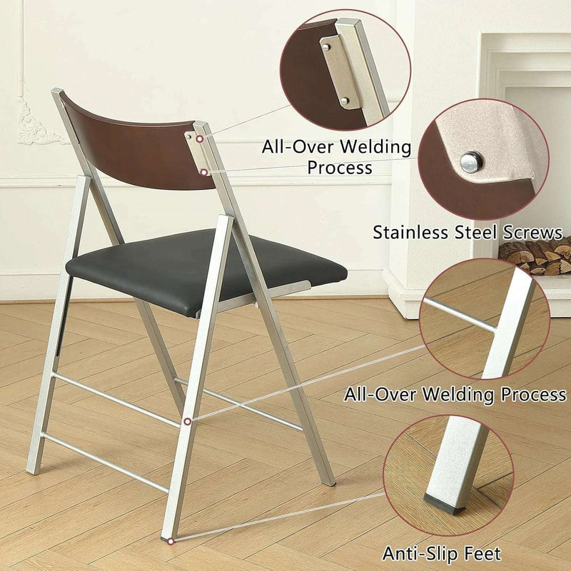 Folding Chairs 2-Pack - Cushioned, Stackable, Heavy Duty