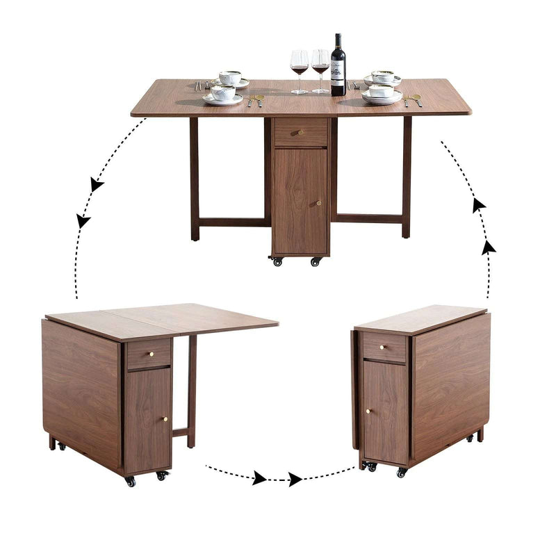 Foldable Drop Leaf Dining Table - Walnut Finish