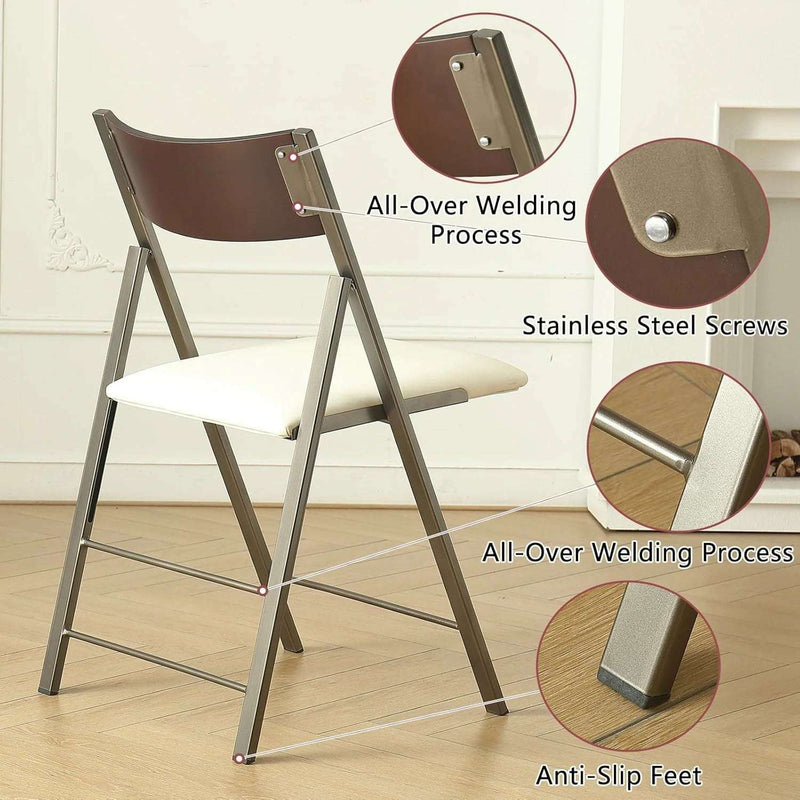 Heavy-Duty Folding Chairs - Cushioned Stackable 2-Pack