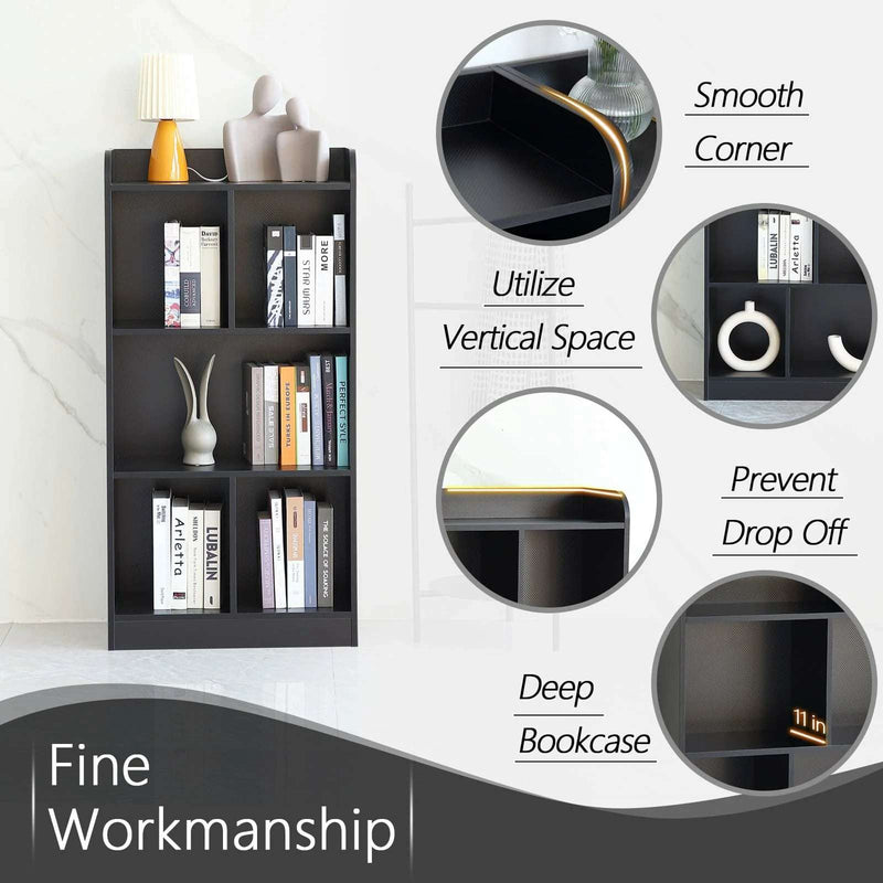 Black 5-Cube Storage Shelf | Deep Cube Organizer
