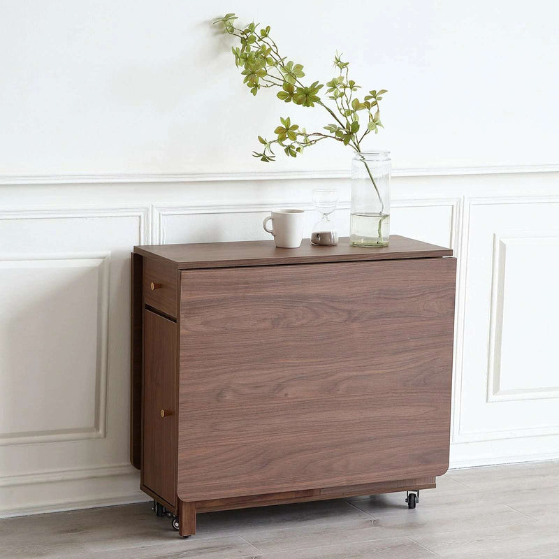 Foldable Drop Leaf Dining Table - Walnut Finish