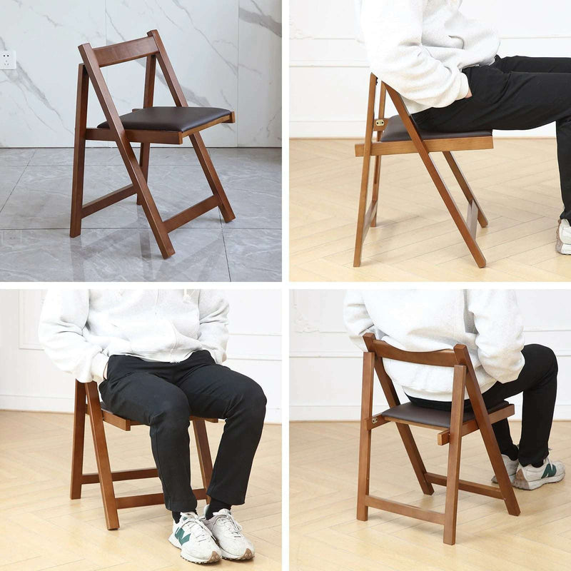 Walnut Folding Dining Chairs 2-Pack | Padded Seat - Space Saver